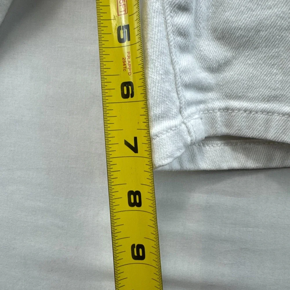 Michael Kors Bermuda Shorts Womens 8 White Denim Mid Rise Stretch Five Pockets